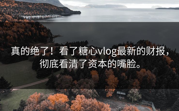 真的绝了！看了糖心vlog最新的财报，彻底看清了资本的嘴脸。