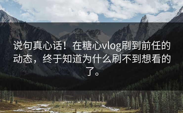 说句真心话！在糖心vlog刷到前任的动态，终于知道为什么刷不到想看的了。