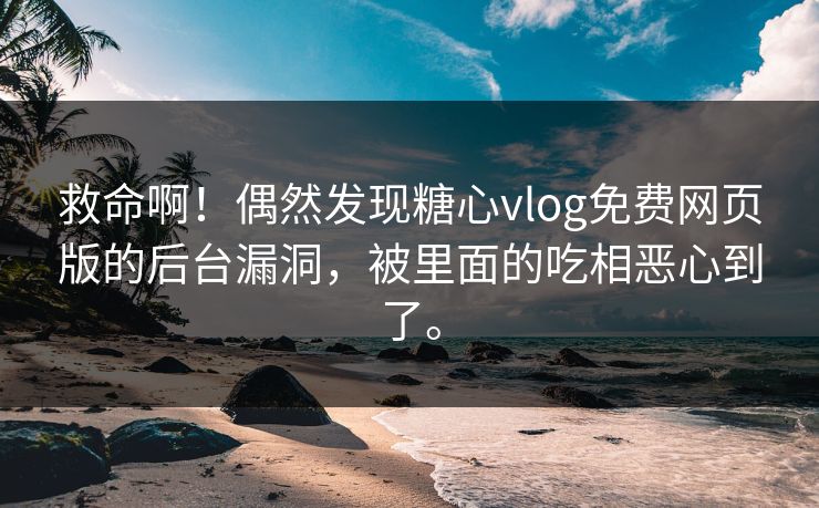 救命啊！偶然发现糖心vlog免费网页版的后台漏洞，被里面的吃相恶心到了。