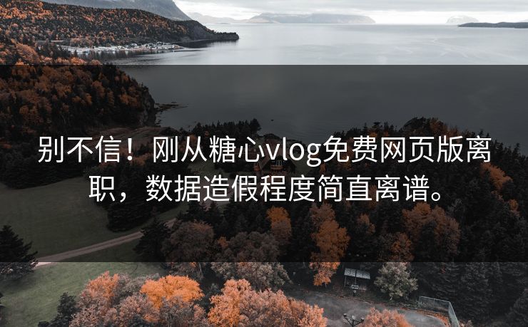 别不信！刚从糖心vlog免费网页版离职，数据造假程度简直离谱。