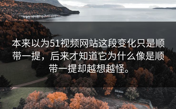 本来以为51视频网站这段变化只是顺带一提，后来才知道它为什么像是顺带一提却越想越怪。