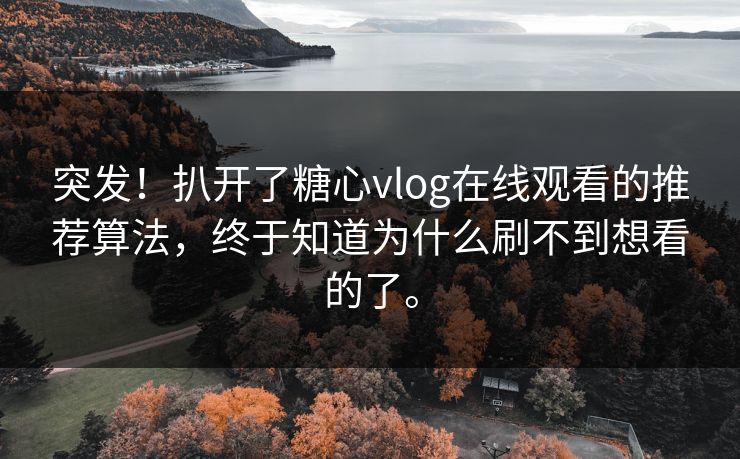 突发！扒开了糖心vlog在线观看的推荐算法，终于知道为什么刷不到想看的了。
